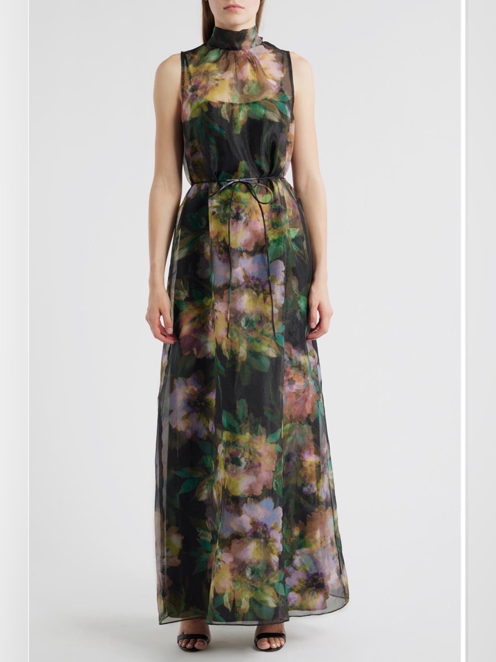 Julia Jordan Tie Neck Organza Cocktail Dress